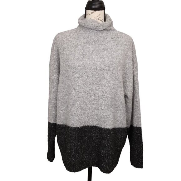 Karen Kane | NWT Color Block Wool Cotton Blend Sweater Gray Black | Size 0X - Picture 1 of 8